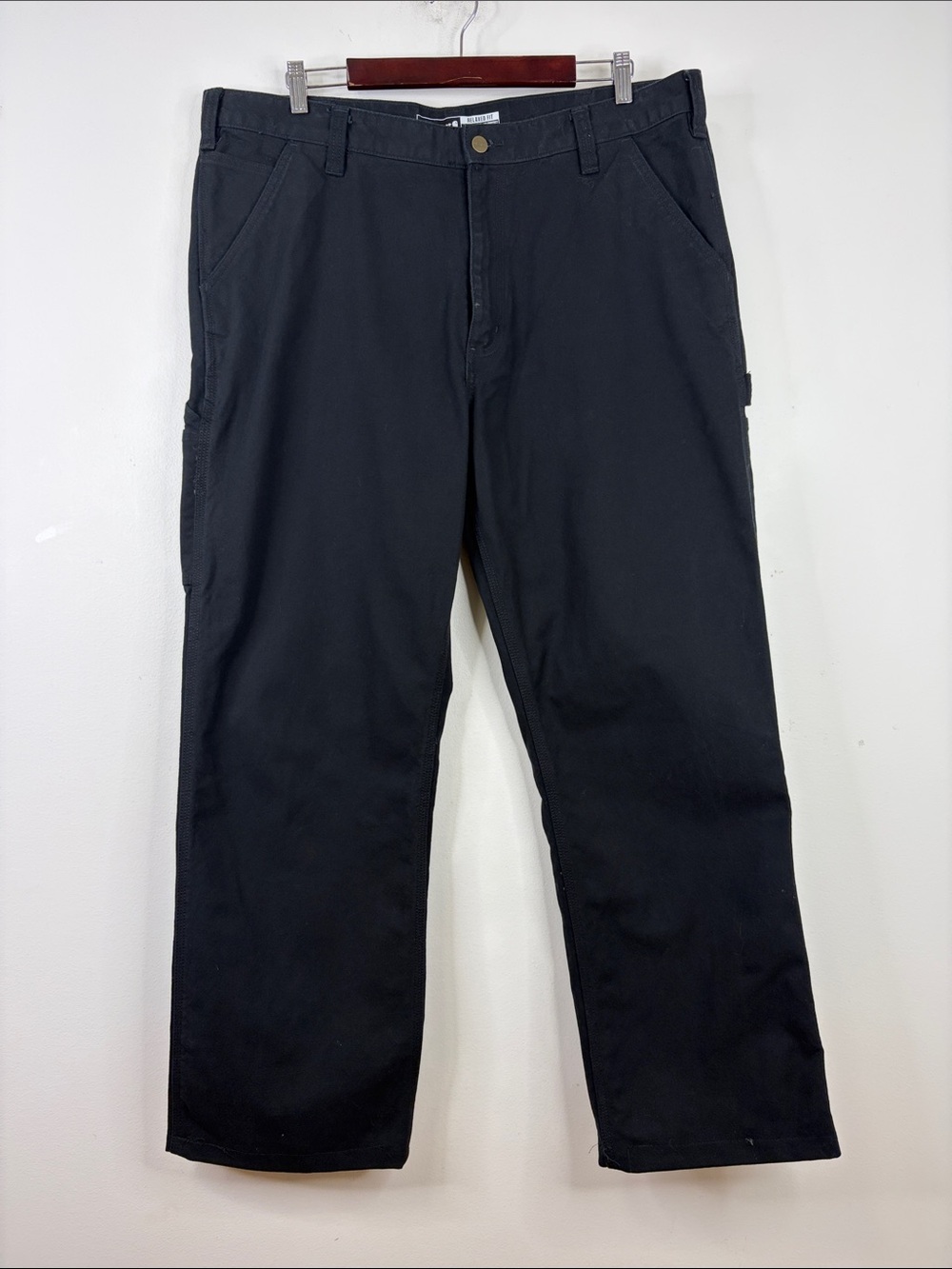 Carhartt Utility Work Pants Mens 38 x 30 Black Rugged Flex Relaxed Fit Duck